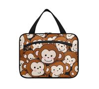 EtherSpher Carino Cartoon Brown Monkey appeso grande borsa da toilette da viaggio con gancio, designer essenziale borsa cosmetica trucco per viaggio deve viaggiare bolso viajero para mujer L, Scimmia