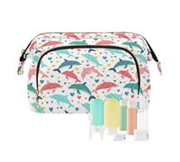 EtherSpher Carino Colorato Delfini e Cuori Cosmetici Borse Impermeabile Make Up Borse Per Le Donne Delle Donne Della Moneta Borsa per Accessori Da Vi, Delfini e cuori colorati carini, 1 size