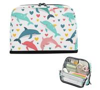 EtherSpher Carino Colorato Delfini e Cuori Matita Titolare Grande Capacità Trucco Borse Con Slot Organizer Box per Bambini Scuola Materna cartucheras para lapices