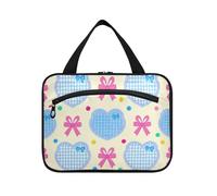 EtherSpher Carino Cuori Colorati Papillon appeso borsa da viaggio kit da toilette con gancio, designer essenziale cura della pelle borsa per le donne vacanza bolsa para maquillaje L, papillon carino