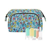 EtherSpher Carino Doodle Colorful Croce Cosmetici Borse Portatile Viaggio Toiletry Bag Gioielli per Viaggio Bagno, Croce colorata con scarabocchio, 1 size