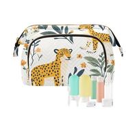 EtherSpher Carino Jungle Leopard Bianco Trucco Borse Portatile Sacchetto Cosmetico Per La Borsa Delle Donne Della Borsa Della Moneta Del Raccoglitore per Custodie di, Carino giungla leopardo bianco, 1