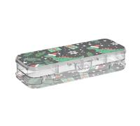 EtherSpher Carino Merry Christmas Dinosauri Candy Cane Progettato Clear Pencil Box 2 strati Scatole Penne Caso per Artigianato Arte con Coperchio a scatto