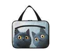 EtherSpher Carino nero Chartreux Cats appeso uomini borsa da toilette con gancio, design compatto tote bag per papà palestra organizador de maquillaje para L, Simpatici gatti Chartreux neri, Large