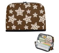 EtherSpher Cartone animato a scacchi scozzese stella marrone astuccio grande capacità penna borsa sottile cancelleria matita caso per forniture scolastiche di grado preppy estuche para lapices nina
