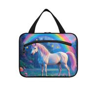 EtherSpher Cartone animato Carino Bianco Arcobaleno unicorni appeso borse da viaggio per gli uomini con gancio, designer borse medicina portatile per i viaggiatori viaggio envase para profumo de L