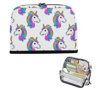 EtherSpher Cartone animato Carino Bianco Arcobaleno unicorni Astuccio Organizer Grande Capacità Portapenne Multi-Slot Desk Organizer per le Donne Viaggio cartuchera escolar para ninas