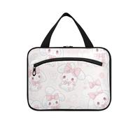 EtherSpher Cartone animato Carino Bianco Fiocco Coniglio appeso borse da viaggio cosmetici con gancio, necessità di design caso per articoli da toeletta per le donne che viaggiano campeggio bolsas