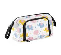 EtherSpher Cartone animato Carino Blu e Rosa Elephant matita poueses Grande Capacità Cancelleria Astuccio con Maniglia per Teen Boys High School Supplies funda para lapiceros