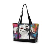 EtherSpher Cartone animato Carino Cane Bianco Borsa di modo per la donna con cerniera 14 pollici tote bag per l'università con bolsa para computadora portatil mujer