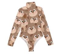 EtherSpher Cartone animato carino criceto marrone manica lunga Body Top per le donne a collo alto carino top per le donne che escono, criceto carino cartone animato marrone, XXL
