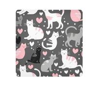 EtherSpher Cartone animato Carino Grigio Bianco Pesca Gatti Cosmetici Sacchetti Panno Autoadesivo Viaggio Toiletry Organizer Wrap 21.7 X 21.7 Wrapper Organizzatore Cosmetico Per Viaggio, cartoni