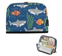 EtherSpher Cartone animato carino grigio squalo matita caso di grande capacità trucco borsa con cerniera cancelleria matita caso per ragazze adolescenti scuola cartucheras para ninas