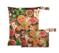 EtherSpher Cartone animato carino marrone Merry Christmas Gingerbread borsa a prova di disordine per asilo nido Confezione da 2 elementi essenziali da viaggio per volare con manici per viaggi,