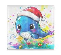 EtherSpher Cartone animato carino Merry Christmas Blue Whale PU pelle auto registrazione & assicurazione titolare della carta di credito portafoglio accessori caso per documenti, carte, licenza
