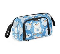 EtherSpher Cartone animato carino pinguino blu astuccio organizzatore grande capacità in piedi matita caso con slot per ragazzi ufficio lapiceras estuche para ninas