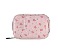 EtherSpher Cartone animato carino rosso fragola borsa di pronto soccorso con scomparti staccabili organizzatore pillola portatile 3 volte al giorno per borsa