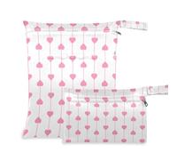 EtherSpher Cartone animato carino rosso San Valentino amore disordinato borse asciutte bagnate per borsa per pannolini confezione da 2 sacchetti bagnati per costume da bagno con manici per palestra,