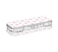 EtherSpher Cartone animato Carino Rosso San Valentino Amore Progettato Matita Scatola di Plastica Trasparente Doppio Deck Pastello Contenitori Per Forniture Di Cancelleria Con Snap E Coperchio