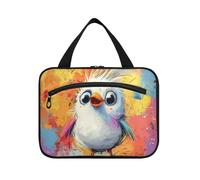 EtherSpher Cartone animato carino uccello bianco appeso borsa da barba per gli uomini viaggio con gancio, designer borse essenziali per articoli da toeletta per gli elementi essenziali da viaggio per