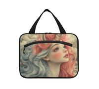 EtherSpher Cartone animato Carino Unicorni bianchi appeso viaggio trucco borsa grande con gancio, designer essenziale appeso borse da toilette per gli uomini viaggio bolso de para mujer L, Cartone