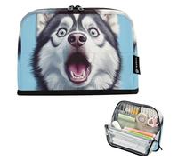 EtherSpher Cartone animato Divertente Bianco Siberian Husky Cane Matita Scatola di Grande Capacità Sacchetto di Immagazzinaggio Leggero Organizzatore di Immagazzinaggio per Bambini Ufficio útiles