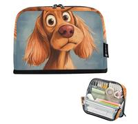 EtherSpher Cartone animato Divertente Cocker Brown Spaniel Cane Portamatite Grande Capacità Sacchetto di Trucco Morbido Cancelleria Penna Borsa per Studente Scuola Media Materiali escolares para nina