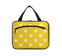 EtherSpher Cartone animato Dot Giallo appeso borse per le donne che viaggiano con gancio, designer borsa portatile trucco per papà lavoro bolso de maquillaje para mujer L, Cartone animato giallo