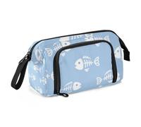 EtherSpher Cartone animato Fish Bone Blu Scuola Astuccio Grande Capacità Stand Up Pencil Case con Maniglia per Ragazze Elementary cartucheras para adolescenti