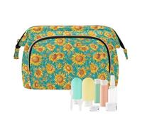 EtherSpher Cartone animato girasole stella verde acqua giallo borse da viaggio leggere borse da viaggio per le donne portamonete da donna portafoglio per organizzatori di chiavi di carta, Cartone