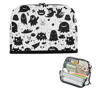 EtherSpher Cartone animato Monster Nero e Bianco matita poueses Grande Capacità Make Up Borse Semplice Scrivania Organizer per Preppy Elementare cartuchera para ninas