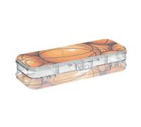 EtherSpher Cartone animato Sport Basket Marrone Progettato Trasparente Matita Scatola di Plastica Doppio Deck Hard Box Penne Caso Per Arte Forniture Con Coperchio A Sc