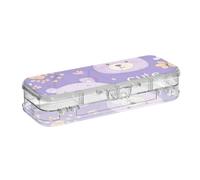 EtherSpher Cartoon Animal Bear Carino Viola Progettato Cancella Matite Box Doppio Deck Grande Penne Caso Per Cancelleria Forniture Con Coperchio