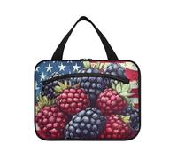 EtherSpher Cartoon Berry Flag 4th Of July Independence Day appeso mens borsa da viaggio da toilette con gancio, design unisex caso per articoli da toeletta per viaggiatore bagno bolso de mano para