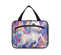 EtherSpher Cartoon Carino Bianco Arcobaleno unicorni appeso kit da viaggio per gli uomini con gancio, designer unisex kit da barba borse per gli uomini per viaggiatori zaino in spalla envase para