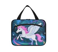 EtherSpher Cartoon Carino Bianco Arcobaleno Unicorni appeso mens borsa da toilette con gancio, designer compatto borsa da barba per gli uomini per gli elementi essenziali da viaggio per le donne
