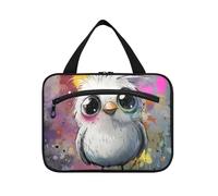 EtherSpher Cartoon Carino Bianco Uccello appeso borse trucco per le donne con gancio, accessori di design borse trucco per gli uomini che viaggiano bolsa de maquillaje para mujer L, Cartoon carino