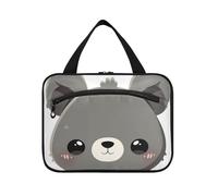 EtherSpher Cartoon Carino Grigio Divertente Orso appeso borse per le donne con gancio, designer chic cura della pelle borsa per viaggio essenziale bagno estuche para guardar maquillaje L, Orso