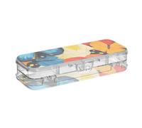 EtherSpher Cartoon Colorful Arte Astratta Butterfies Progettato Scatola di Plastica Per Matite Doppio Deck Grande Penne Caso Per Forniture di Cancelleria Con Coperchio A Scatto