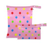 EtherSpher Cartoon Colorful Dot Pink borsa impermeabile del vestito impermeabile 2 Pack essenziale di viaggio per il volo con maniglie per il viaggio, yoga