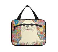 EtherSpher Cartoon Cool White Seal appeso articoli da toeletta borsa per le donne con gancio, designer necessità cura della pelle borsa per il viaggio deve vacanza estuches para maquillaje L, Sigillo