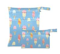 EtherSpher Cartoon Cute Blue Pink Ice Cream borse bagnate impermeabili 2 Pack elementi essenziali da viaggio per bambino con maniglie per palestra, pannolini per bambini