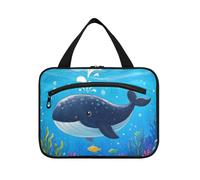 EtherSpher Cartoon Cute Blue Whale appeso borse da toilette da viaggio per le donne con gancio, borsa della medicina di modo del progettista per il campeggio del viaggiatore bolso viajero para mujer L