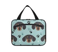 EtherSpher Cartoon Cute Brown Dog Hanging grande borsa da toilette da viaggio con gancio, designer impermeabile rasatura kit borsa per gli uomini per la mamma hotel maleta para maquillaje L, Cartone