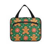 EtherSpher Cartoon Cute Brown Merry Christmas Gingerbread appeso cosmetico borsa da viaggio con gancio, designer borsa da viaggio multifunzionale articoli da toeletta per gli uomini vacanza estuche