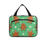 EtherSpher Cartoon Cute Brown Merry Christmas Gingerbread appeso kit da toilette per gli uomini con gancio, designer multifunzionale appeso borse da toilette per elementi essenziali per le donne