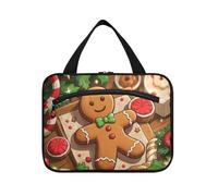 EtherSpher Cartoon Cute Brown Merry Christmas Gingerbread borse da appendere per le donne articoli da toeletta con gancio, borsa per il trucco compatta di grande capacità per le donne crociere bolsa