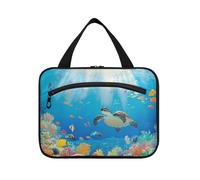 EtherSpher Cartoon Cute Colorful Sea Turtle World appeso kit per gli uomini con gancio, design lavabile caso per articoli da toeletta per viaggio must haves toilet bolsas para maquillaje de mujer L