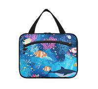 EtherSpher Cartoon Cute Colorful Underwater World Fish appeso borsa da toilette per le donne con gancio, design espandibile appeso borse da toilette per mamma viaggio bolsas para maquillaje de mujer L