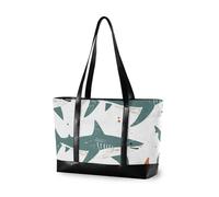 EtherSpher Cartoon Cute Green Shark professionale 14 pollici borsa del computer portatile con cerniera grande tote per il volo con il pranzo bolso para laptop mujer